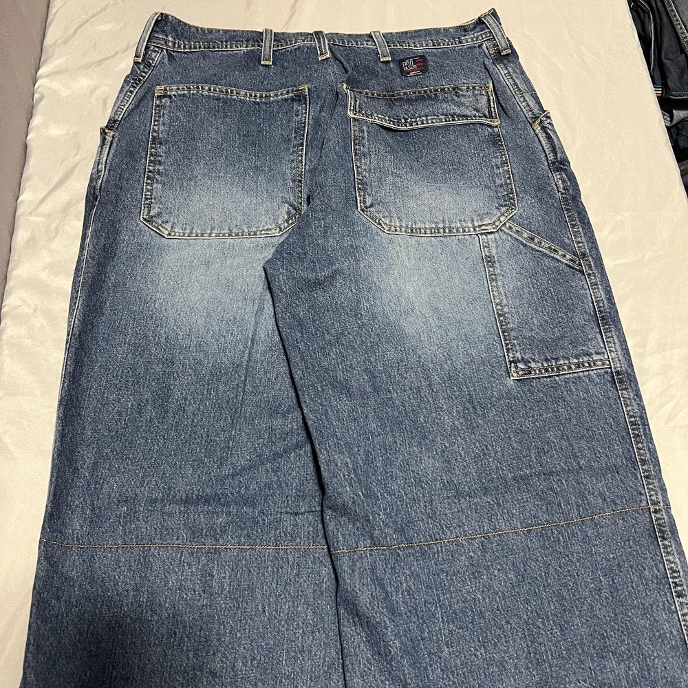 Polo Ralph Lauren Jeans Men 38x30 Blue Relaxed Wide Leg Military Carpenter Denim - Picture 5 of 10